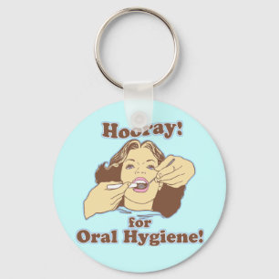 Hooray for Oral Hygiene Retro Keychain