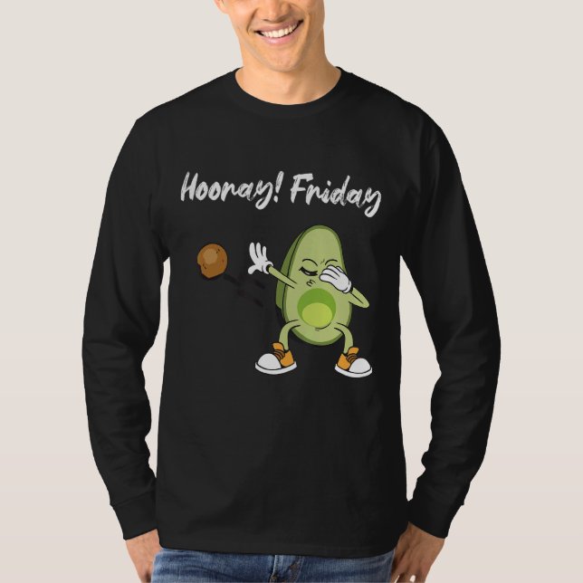 Hooray Friday Avocado Dabbing Vegan Food T-Shirt (Front)