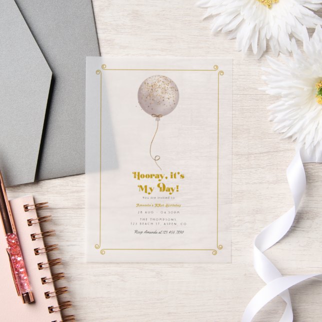 Hooray It’s My Day! Birthday Party Vellum Invitations (Wedding)