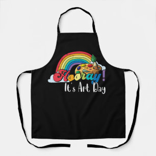 Hooray It's Art Day Art Teacher Rainbow Artist Pai Apron