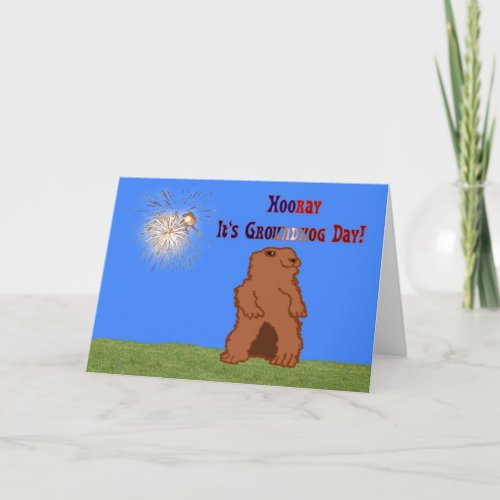 Hooray Its Groundhog Day Groundhogs Day Spring Card