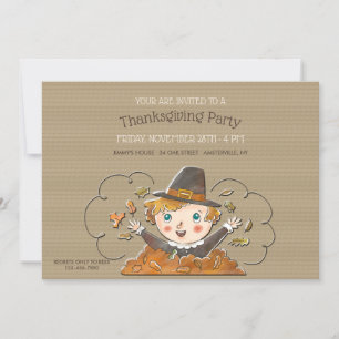 Hooray It's Thanksgiving Kids Party Invitation