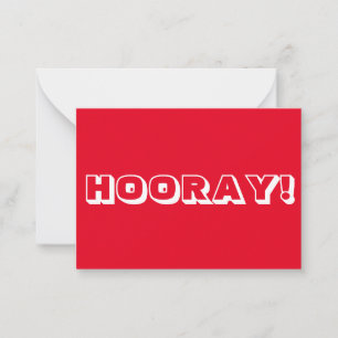 Hooray! red white bold typography modern fun card