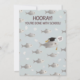 Hooray You're Done With School Funny Fish Graduate Holiday Card