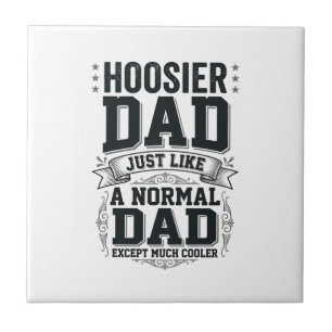 Hoosier Dad Vintage Engraving Quote Shirt Design_1 Ceramic Tile