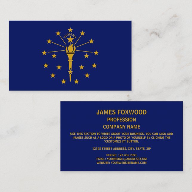 Hoosier Flag, Flag of Indiana Business Card (Front/Back)