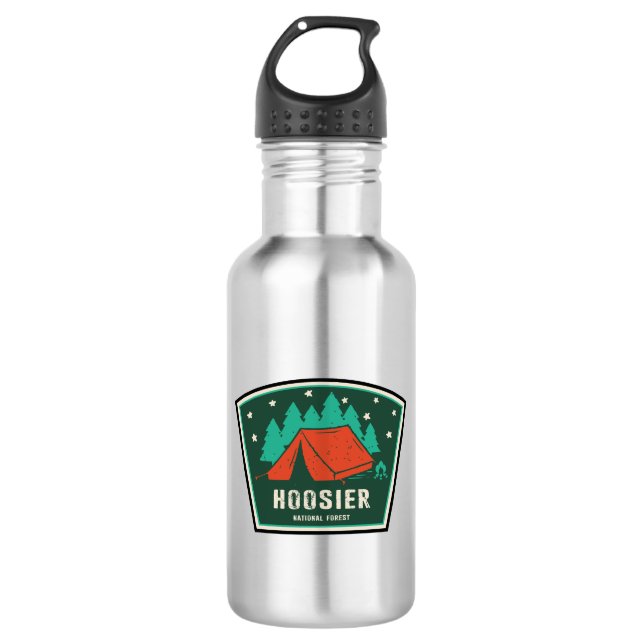Hoosier National Forest Camping Stainless Steel Water Bottle (Front)