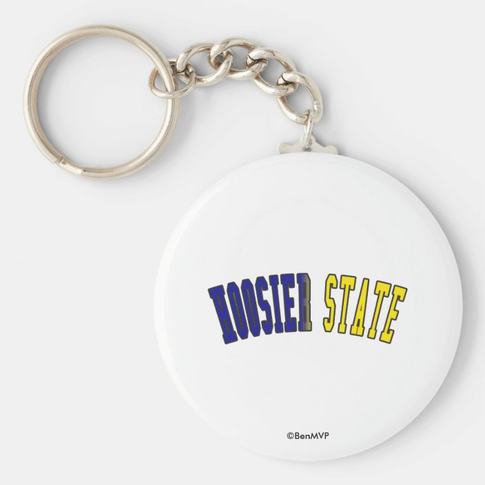 Hoosier State in State Flag Colors Keychain