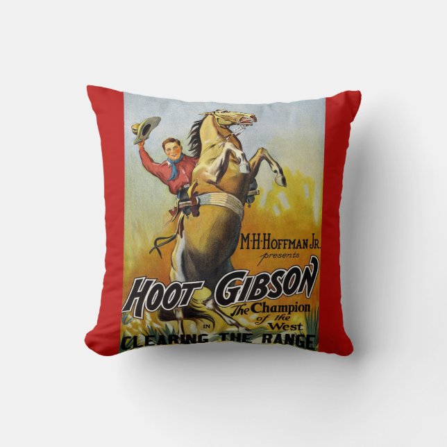 Hoot Gibson Throw Pillow (Front)