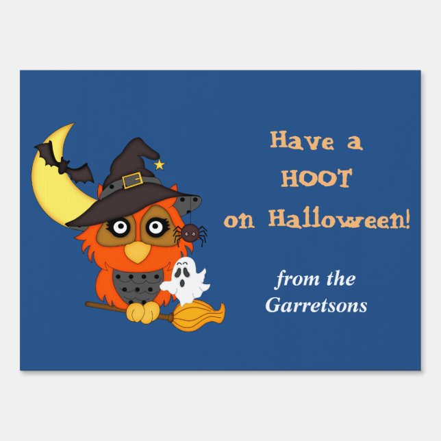 Hoot Halloween Owl Personalized Sign (Front)