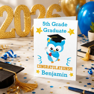 Hoot Hooray 5th Grade Graduation Owl Card