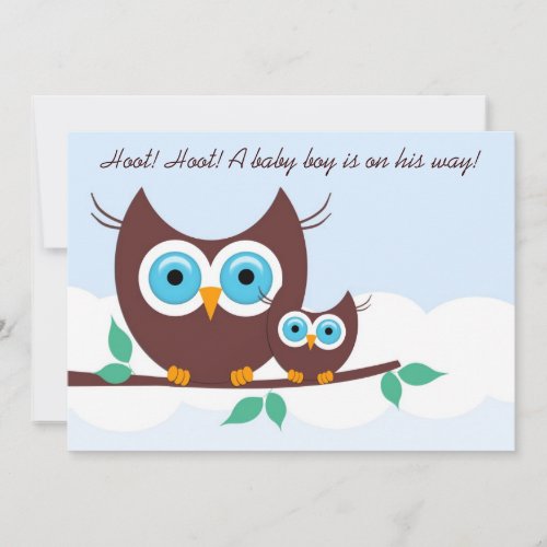 Hoot Hoot A baby boy is on his way Invitation