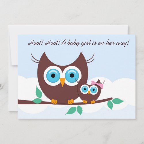 Hoot! Hoot! A baby girl is on her way! Invitation