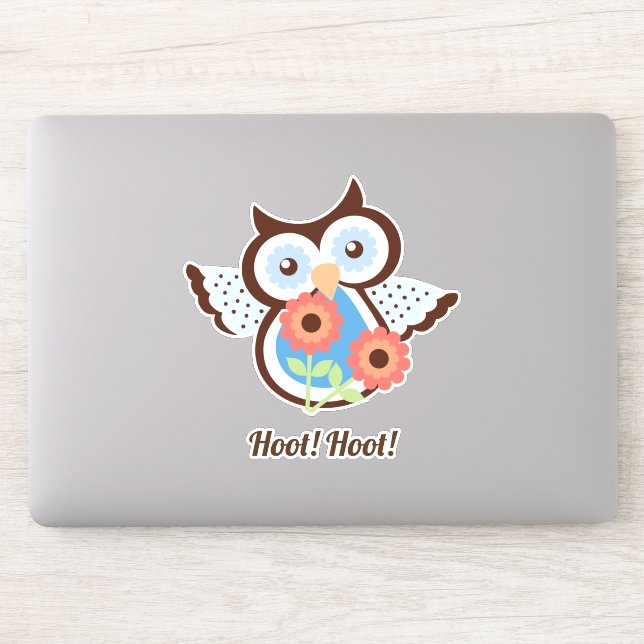 Hoot Hoot! Adorable spring owl floral Sticker (Computer)