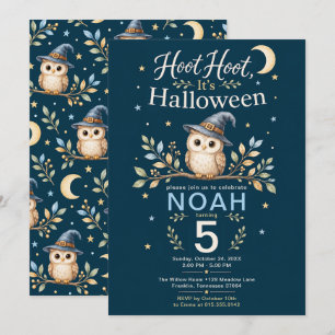 Hoot Hoot Halloween Owl Birthday Party Invitation