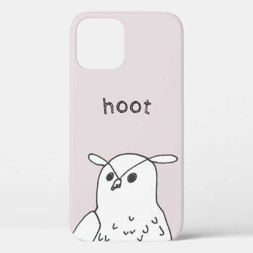 Hoot Line Art Pink Owl iPhone 12 Case