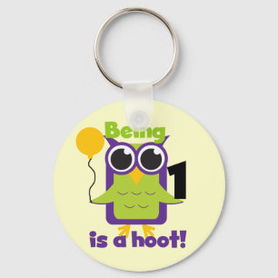 Hoot Owl 1st Birthday T-shirts and Gifts Keychain