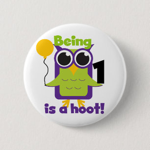Hoot Owl 1st Birthday T-shirts and Gifts Pinback Button