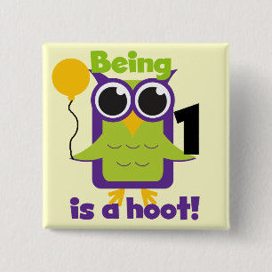 Hoot Owl 1st Birthday T-shirts and Gifts Pinback Button