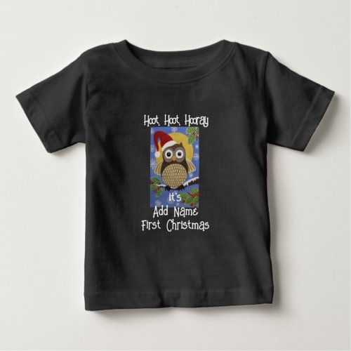 Hoot Owl 1st Christmas Baby T_Shirt