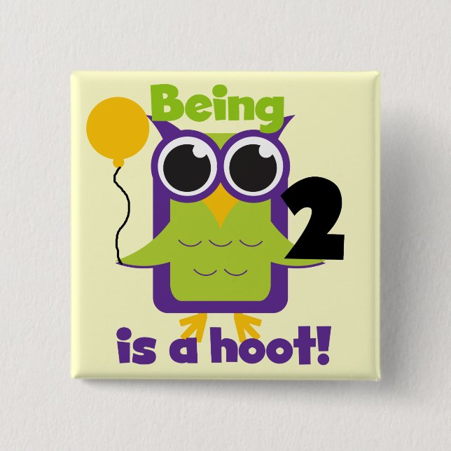 Hoot Owl 2nd Birthday T shirts and Gifts Button (Front)