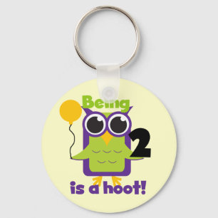 Hoot Owl 2nd Birthday T shirts and Gifts Keychain