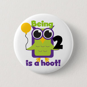 Hoot Owl 2nd Birthday T shirts and Gifts Pinback Button