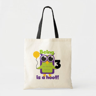 Hoot Owl 3rd Birthday T-shirts and Gifts Tote Bag