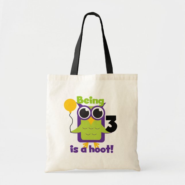Hoot Owl 3rd Birthday T-shirts and Gifts Tote Bag (Front)