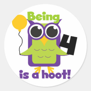 Hoot Owl 4th Birthday T-shirts and Gifts Classic Round Sticker