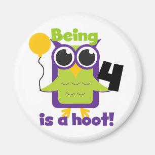 Hoot Owl 4th Birthday T-shirts and Gifts Magnet