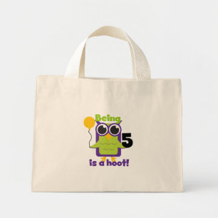 Hoot Owl 5th Birthday T-shirts and Gifts Mini Tote Bag