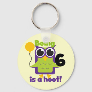 Hoot Owl 6th Birthday T-shirts and Gifts Keychain