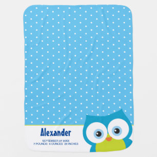 Hoot Owl Boy Baby Shower Nursery Gift  Blanket