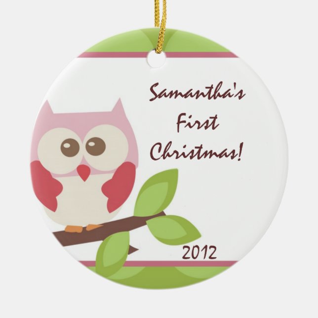 Hoot Owl Forest Woodlan Personalized Name Ornament (Front)