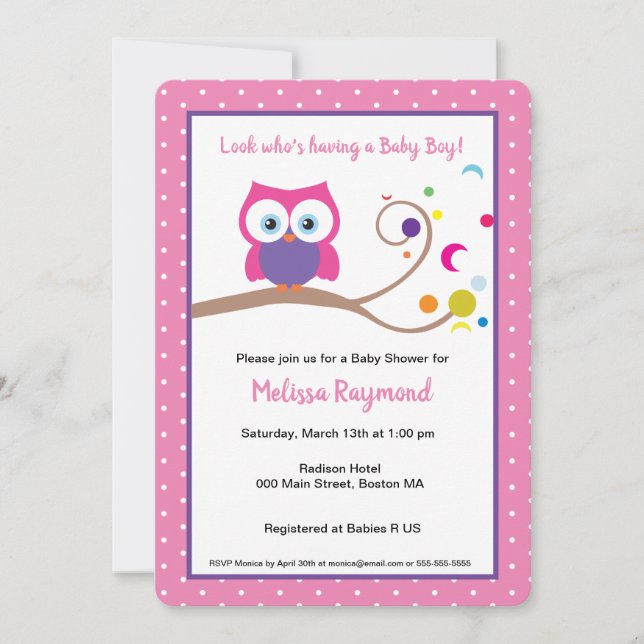 Hoot Owl Girl Bird Lover Invitation (Front)