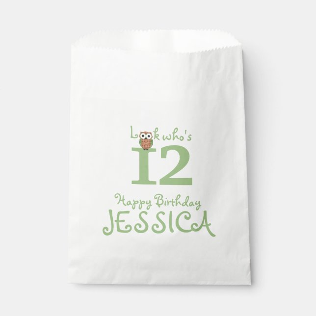 Hoot Owl Happy Birthday Favor Bag (Front)