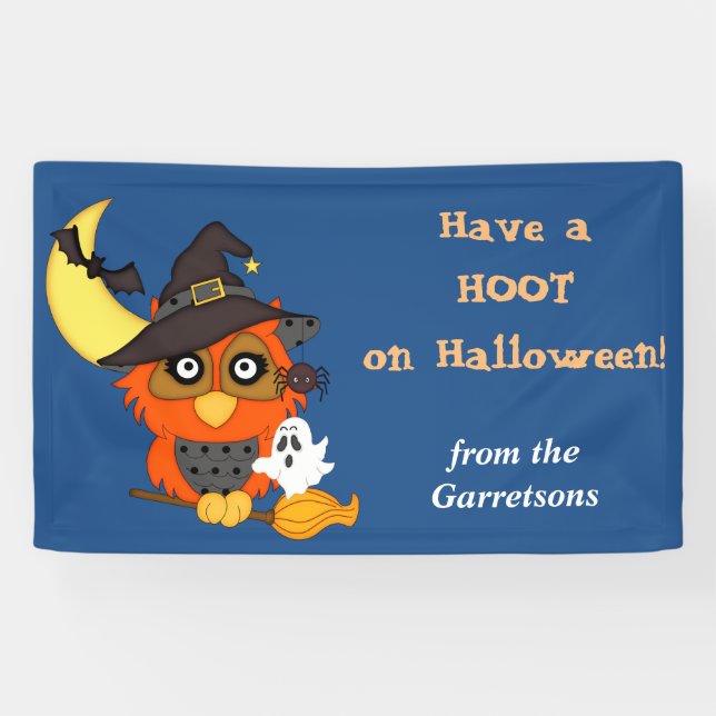 Hoot Owl Personalized Halloween Banner (Horizontal)