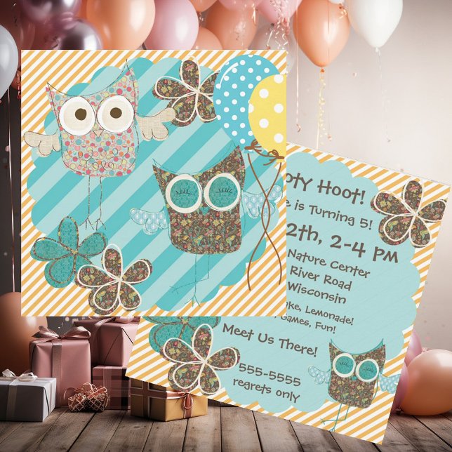 Hoot Owls Customized Birthday Invitation (Creator Uploaded)