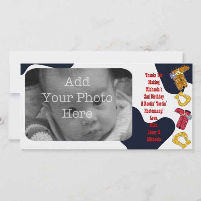 Hootenanny Hoedown Cowboy Themed Thank You - (Front)