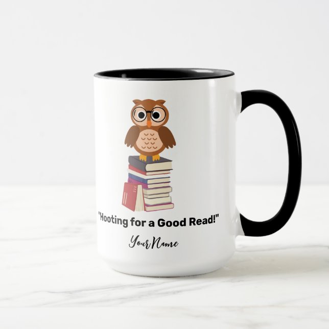 "Hooting for a Good Read!" Book lover Mug (Right)