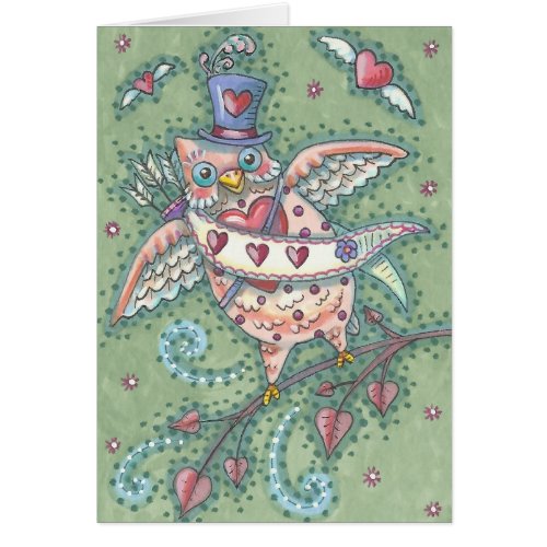 HOOTS N HEARTS OWL VALENTINES DAY NOTE CARD