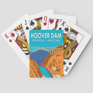 Hoover Dam Arizona Nevada Illustration Travel Art Poker Cards