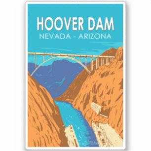 Hoover Dam Arizona Nevada Illustration Travel Art Sticker