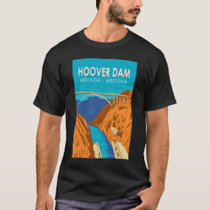 Hoover Dam Arizona Nevada Illustration Travel Art T-Shirt