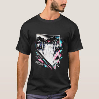 Hoover Dam Nevada Aesthetic 80s Art Vivid Blue T-Shirt