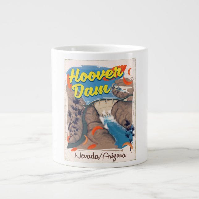 Hoover Dam Nevada/Arizona travel poster Large Coffee Mug (Front)