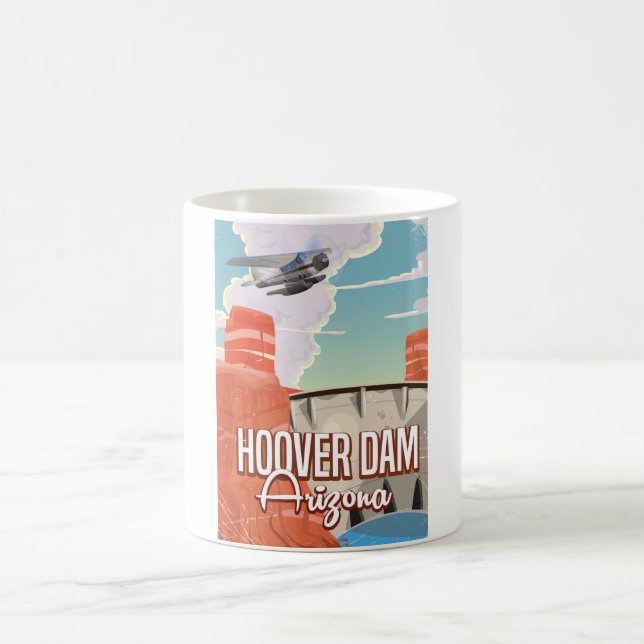 Hoover Dam Nevada Arizona Vintage cartoon Coffee Mug (Center)
