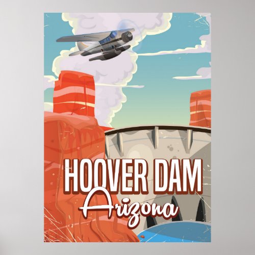 Hoover Dam Nevada Arizona Vintage cartoon Poster