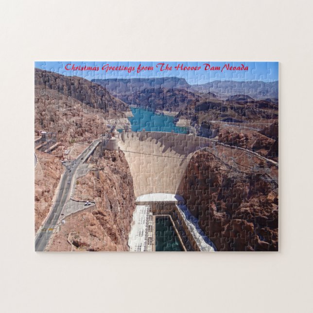 Hoover Dam Nevada.Christmas Greetings Jigsaw Puzzle (Horizontal)